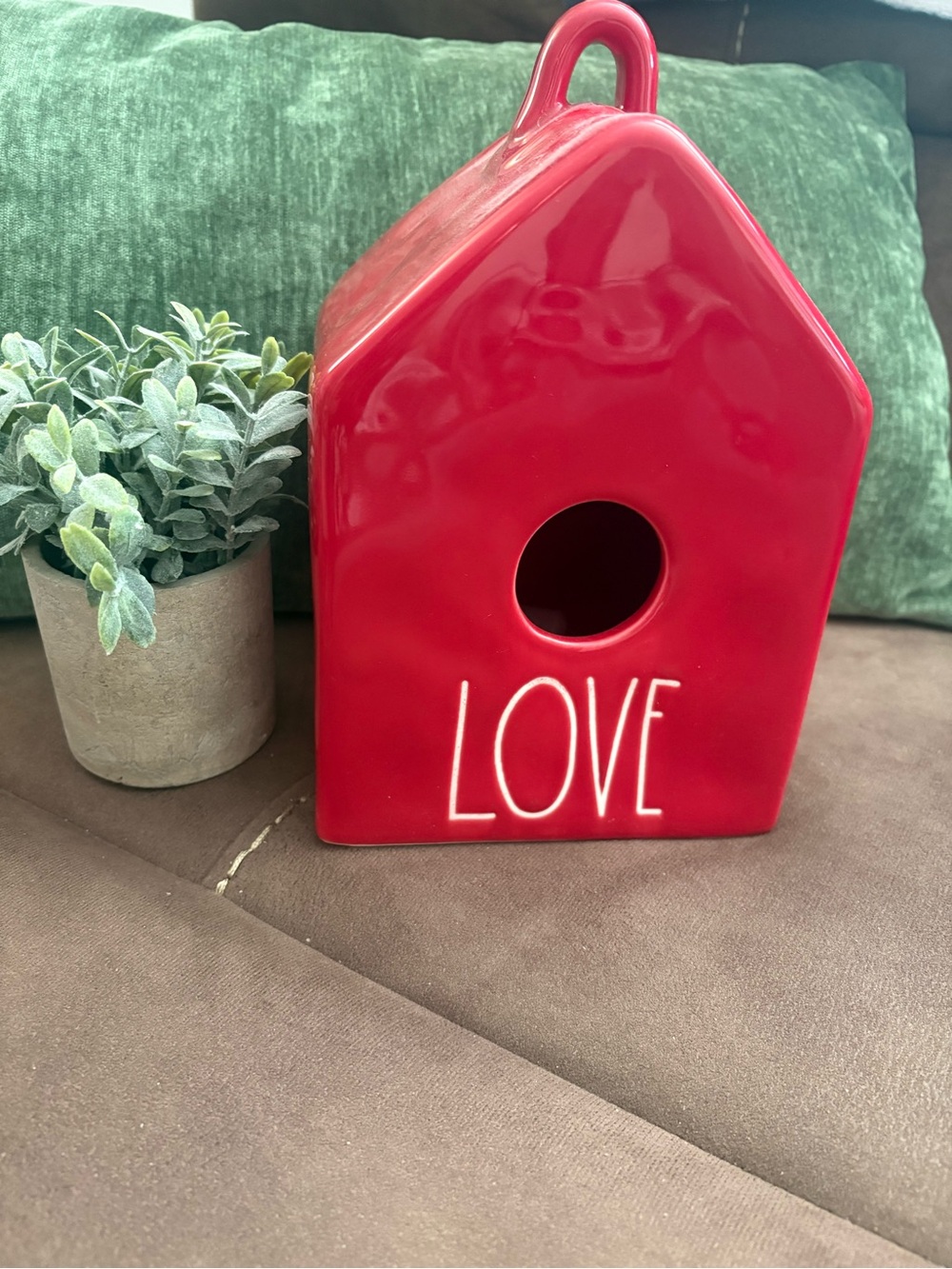 Gorgeous Rae Dunn Red LOVE Ceramic House Lantern/Bird House